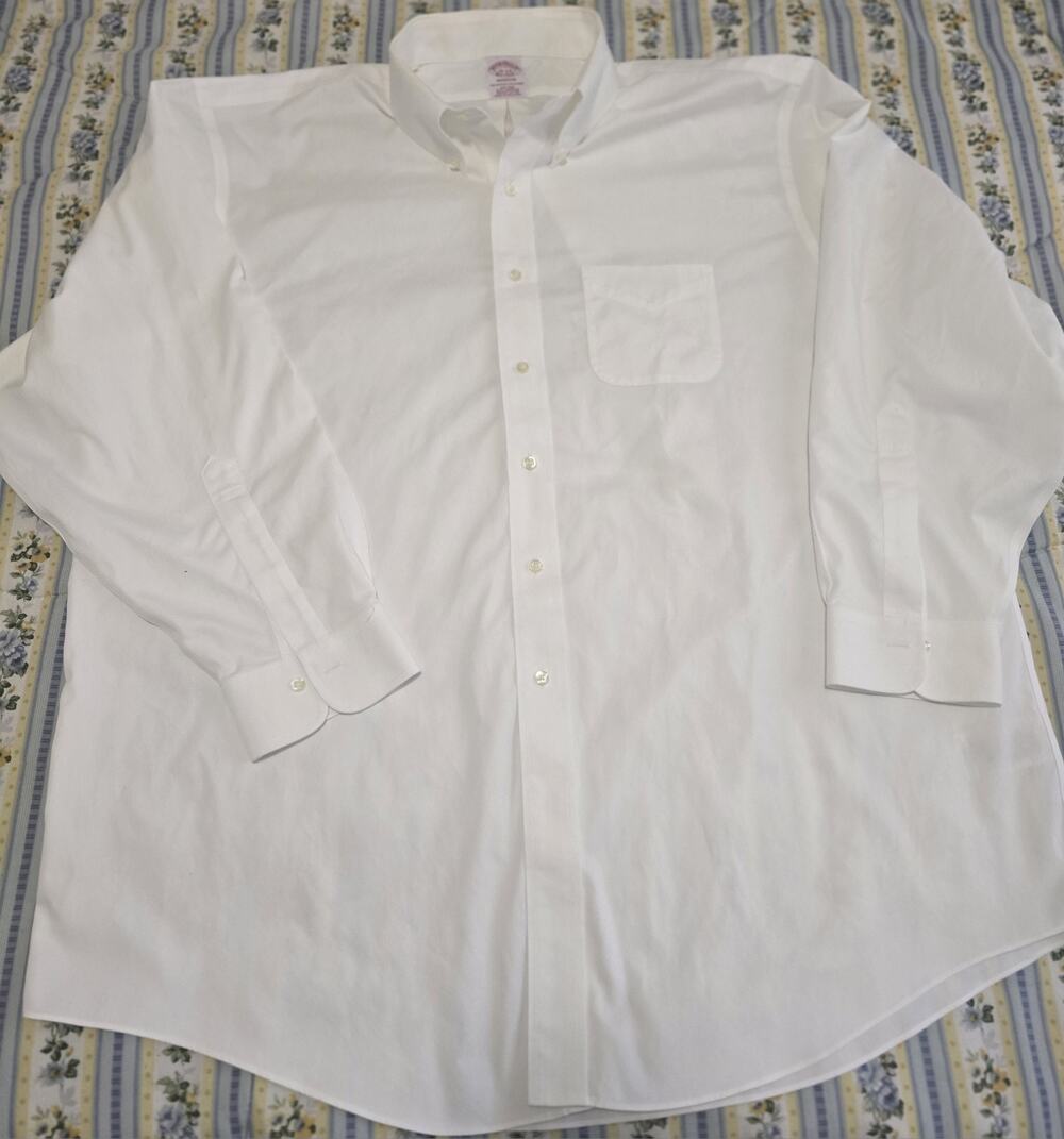 Brooks Brothers Madison 18-34 White Long Sleeve Non-Iron Dress Shirt 100% Cotton